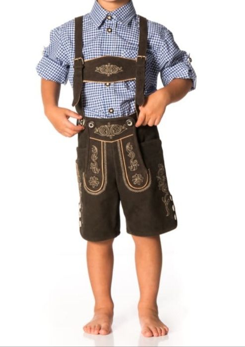 Детски кожен гащиризон от естествен велур