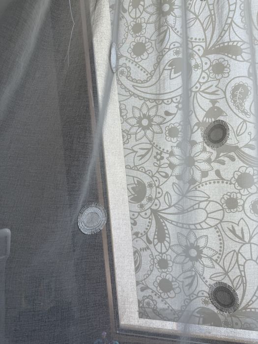 Пердета комплект 5 броя - бели с бродерии точки