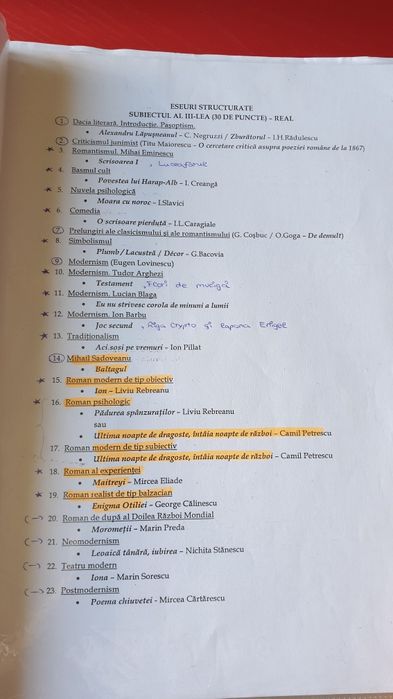 BAC DE 10 Dosar eseuri romana SUBIECTUL AL III-LEA