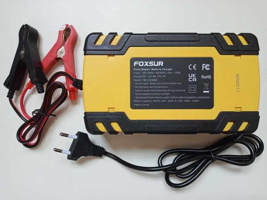 Зарядное устройство Foxsur Зарядка для авто аккумулятора 12В-24В 8А