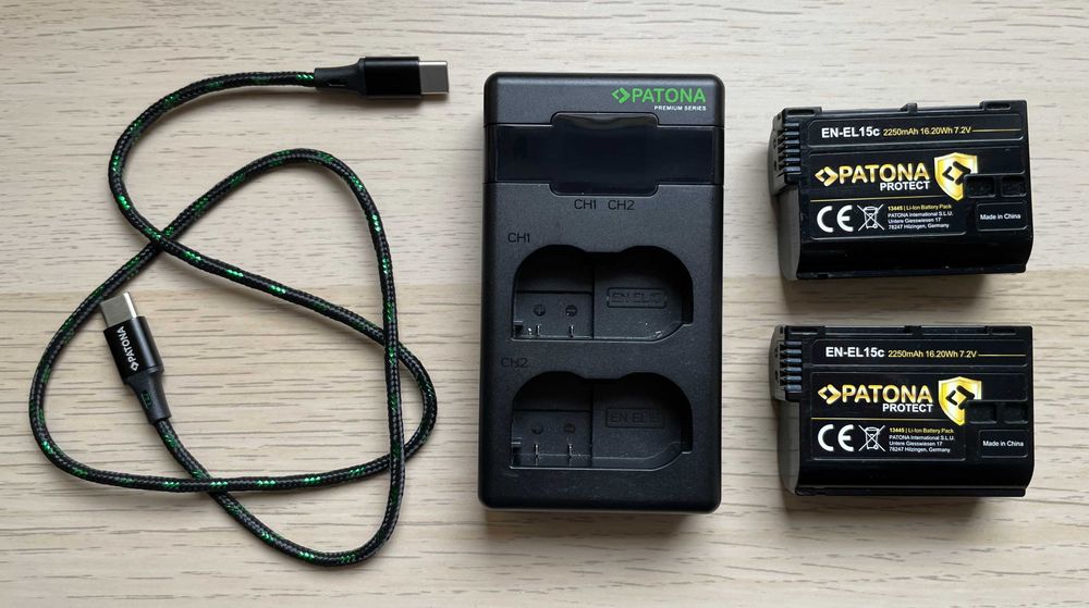 2 батерии EN-EL15c и зарядното съвместими с Nikon  Z7 II Z7 Z6 II Z6 Z5 D850 D810 D800 D780 D750 D500 D7500 D7200 D610 V1