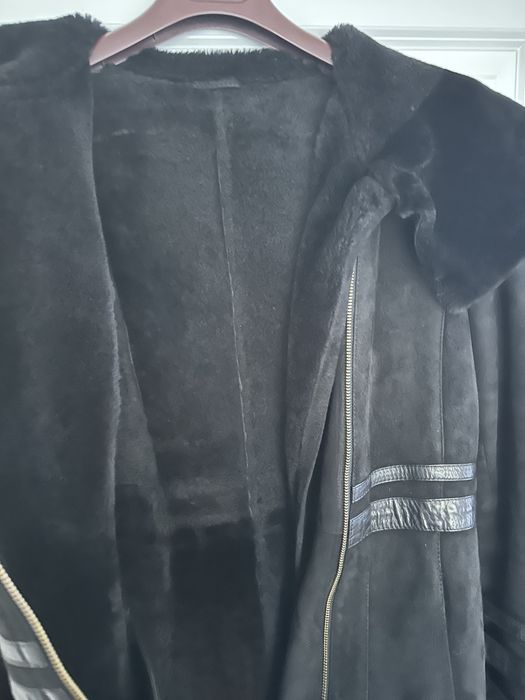 Дамско палто от естествен велур и  кожа