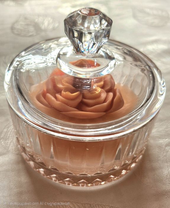 Ароматна свещ  с нежен цвят и аромат  праскова