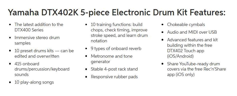 Yamaha DTX 402k електрически барабани