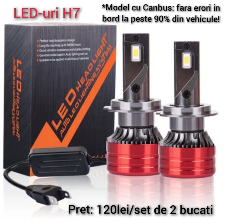 Led-uri auto H1,H4,H7,H8,H9,H11,W5W,P21W,semnal,pozitii,interior,etc