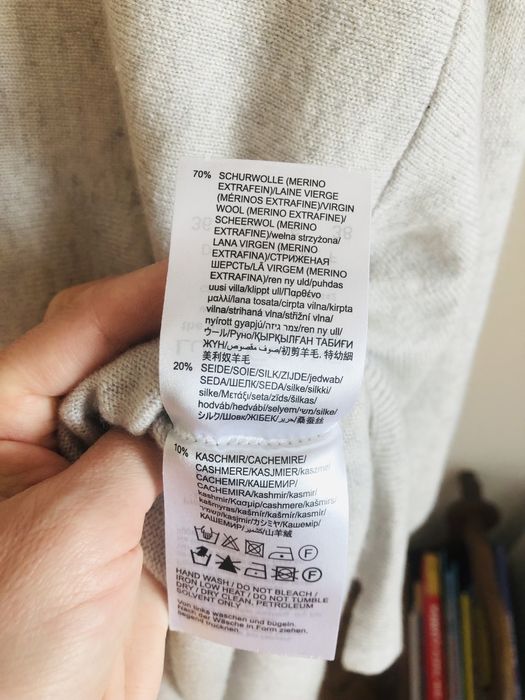 Pulover maneci 3/4, lana&matase&casmir, marimea 38