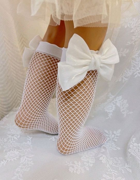 Бебешки чорапки 3/4 с панделка