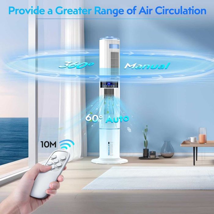 Aparat de răcire portabil Aptorlty 4 în 1 (ventilator / purificator / umidificator / cooler evaporativ), 65 w, flux de aer puternic