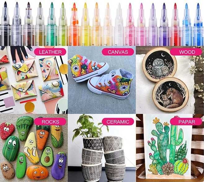 Set de 24 Markere cu vopsea Acrilica, varf de 3mm