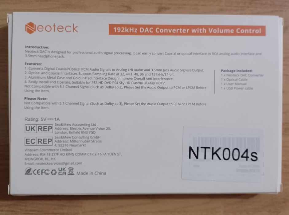 192KHz dac Neoteck NTK004