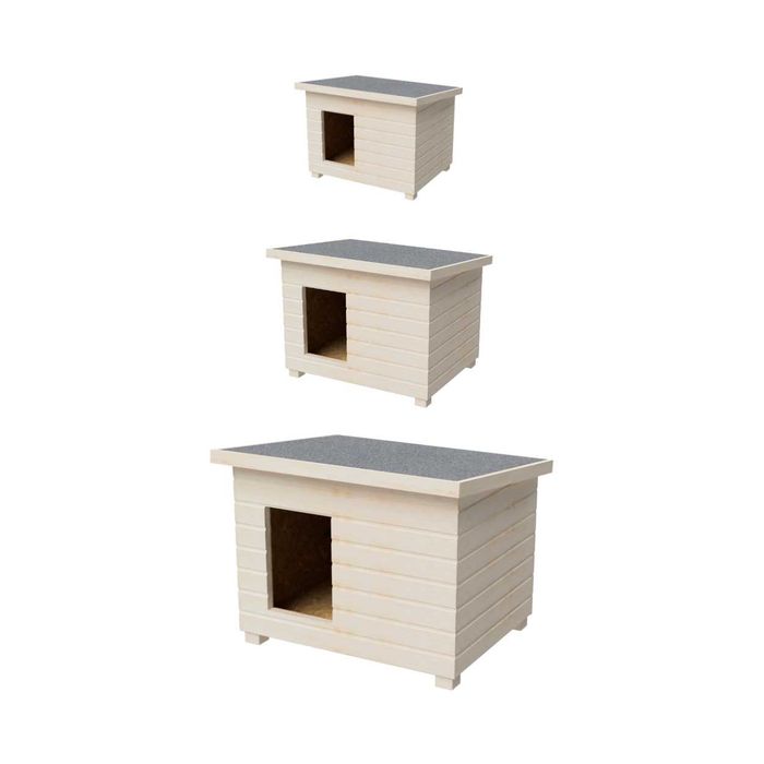 Cusca Caine Lemn Natur Izolata Termic 4 cm cu Acoperis Rabatabil - 3 Marimi - Garantie 24 Luni - Fabricat in Romania - atvi.eu