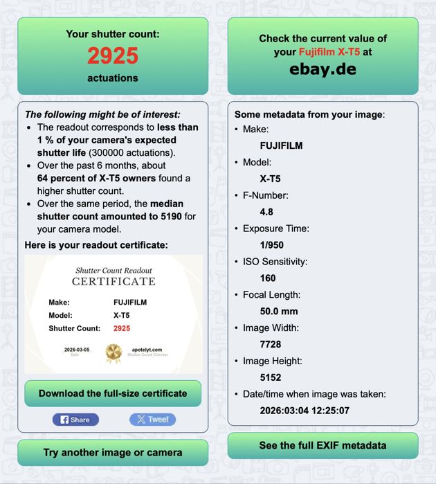 Fujifilm X-T5 body, ca nou, 2925 cadre, full box