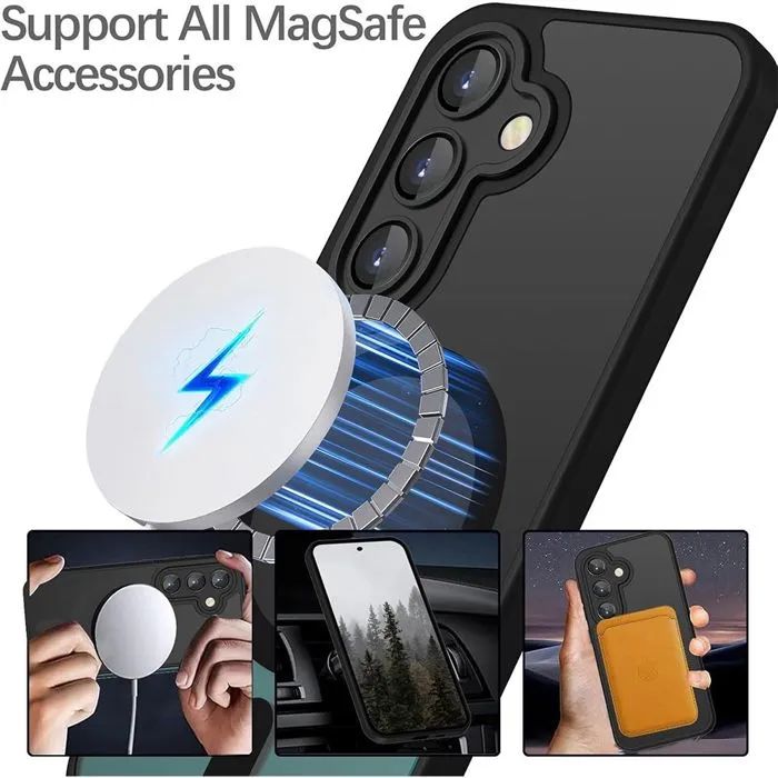 Матов magsafe кейс за samsung galaxy s26+ plus - черен - със защита на