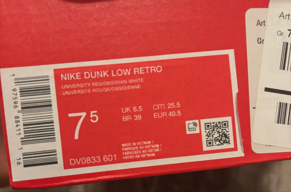 Nike dunk low retro eur 40,5