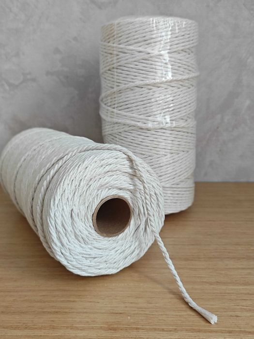 Шнур ХБ 4мм для макраме,верёвка для вязания,бечевка хлопковая