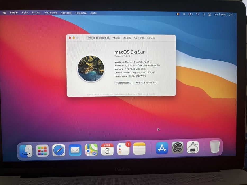 Macbook 2015-Core M -8gram-ssd256-12" impecabil 600 lei