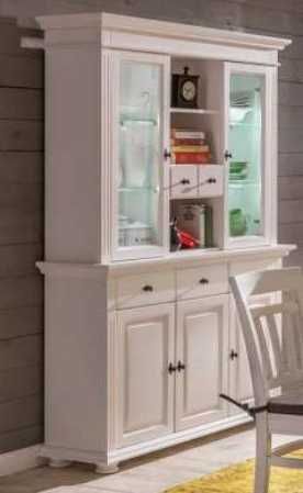 Vitrina tip bufet din lemn masiv Mona, alb