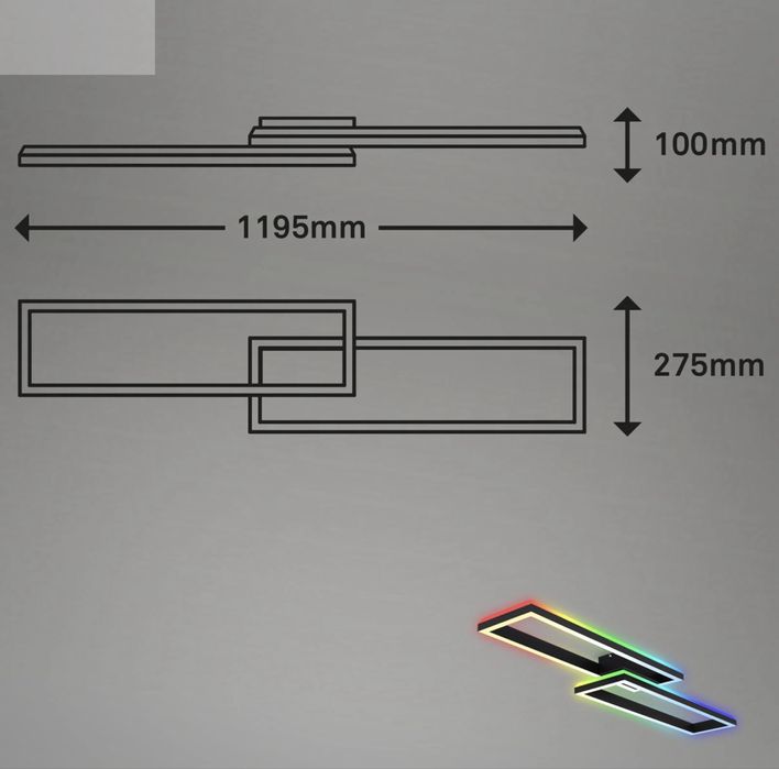Plafonieră LED Frame 2 becuri RGBW Backlight 119,5 cm Nou