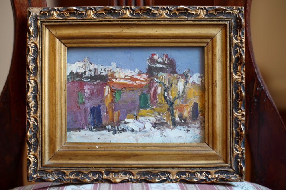 Pictură în ulei, autor neidentificat 14 x 9,5 cm