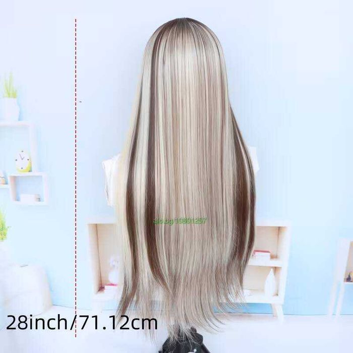 Лейс фронт перука 80 см руса с кафяви кичури – синтетична 13х4х1