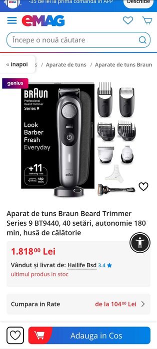 Masina tuns Braun series 9 beard trimmer