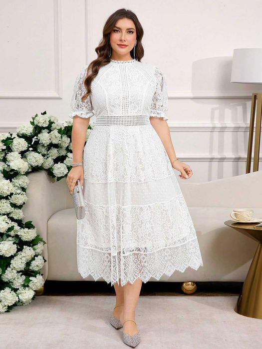 Бяла рокля дантела, Дълга бяла рокля, Официалн рокля, Рокля с бродерия