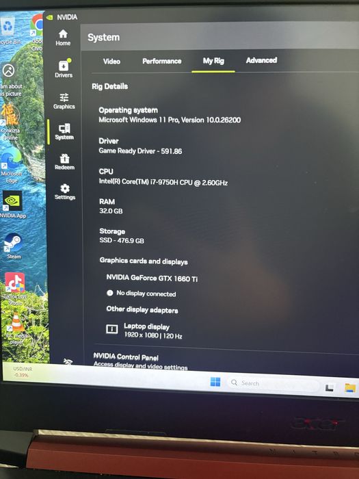 Acer Nitro 5 – i7 / 32GB RAM / GTX 1660 Ti 6GB / SSD 512GB