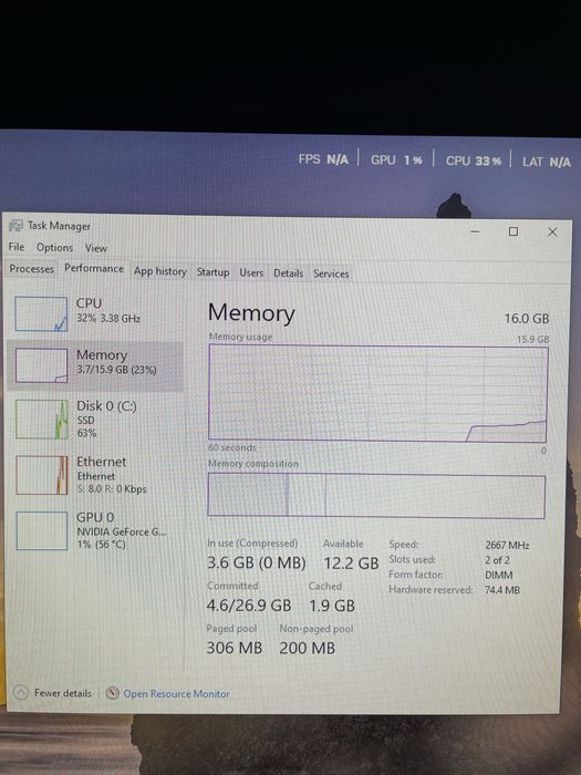 16Gb Ram DDR4 2666mhz CL19 Patriot