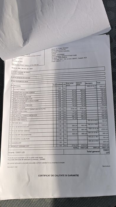 Ford Transit 2.2 Diesel 2011 – Investiții peste 23.000 lei,