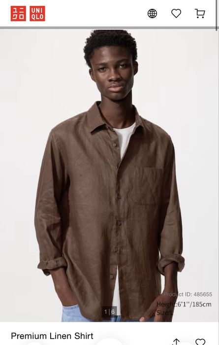 UNIQLO Premium Linen Long Sleeve Shirt размер 4XL