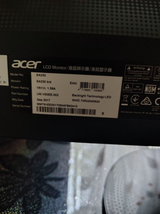 Monitor ACER 23.5 inch 60hz
