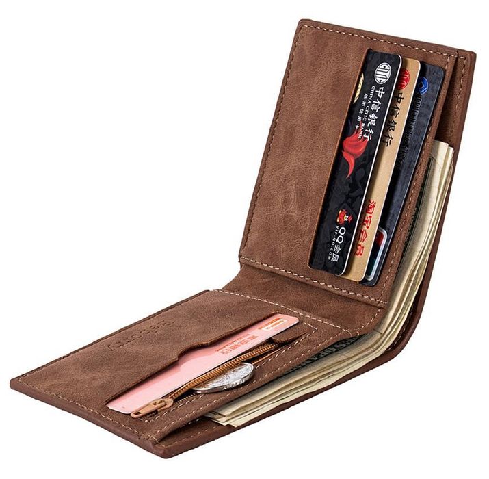 Мъжки кафяв кожен портфейл Baborry