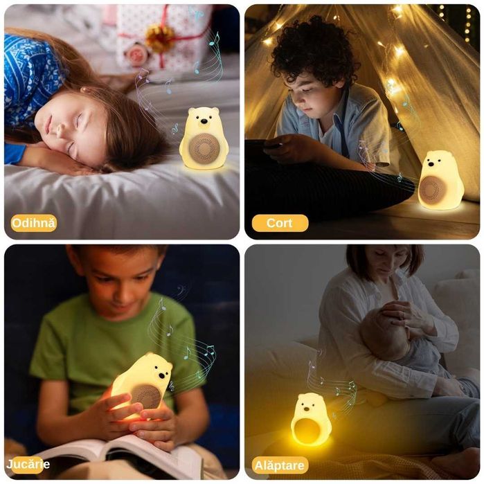 Dispozitiv Portabil/Lampa Veghe Ursulet Cu 30 Sunete Albe Si Naturale