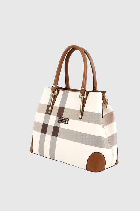 НОВО! ЛИКВИДАЦИЯ! Голяма дамска чанта каре Silver&Polo