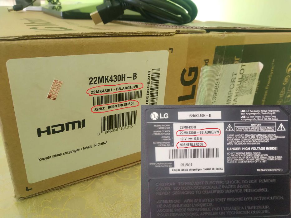 Manitor LG _ 22 MK430H-B_каробка янги ҳолатда манитор излаганлар учун!
