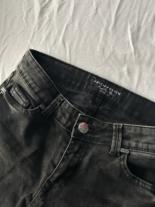 Philipp Plein дънки W28 – дизайнерски модел, ципове, кожа, топ състояние