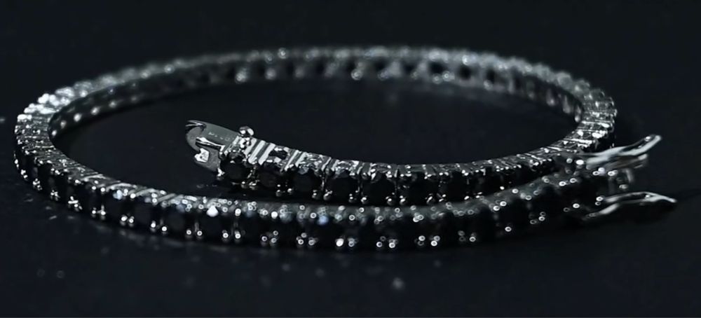 Лимитиран модел !! Тенис гривна с черни лаб. диаманти!! Мойсанити!