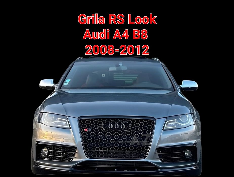Grila-Fagure-RS4-Look-Audi-A4-B8-2008-2012-Neagra-Lucios-Premium-Noua