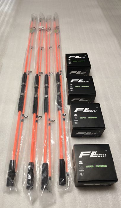 SET 4 Lansete FIBRA PLINA 3.0m WIND BLADE + 4 Mulinete FL EFB 6000