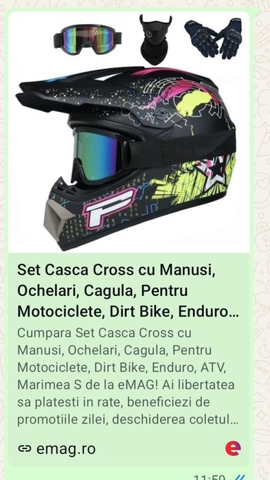 Set Casca Cross cu Manusi, Ochelari, Cagula, Pentru Motociclete, Dirt Bike, Enduro, ATV, Marimea M