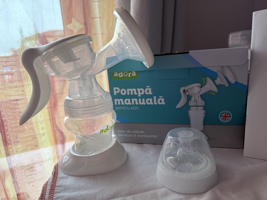 Pompa de san manuala+mameloane de silicon+biberoane tommee tippee