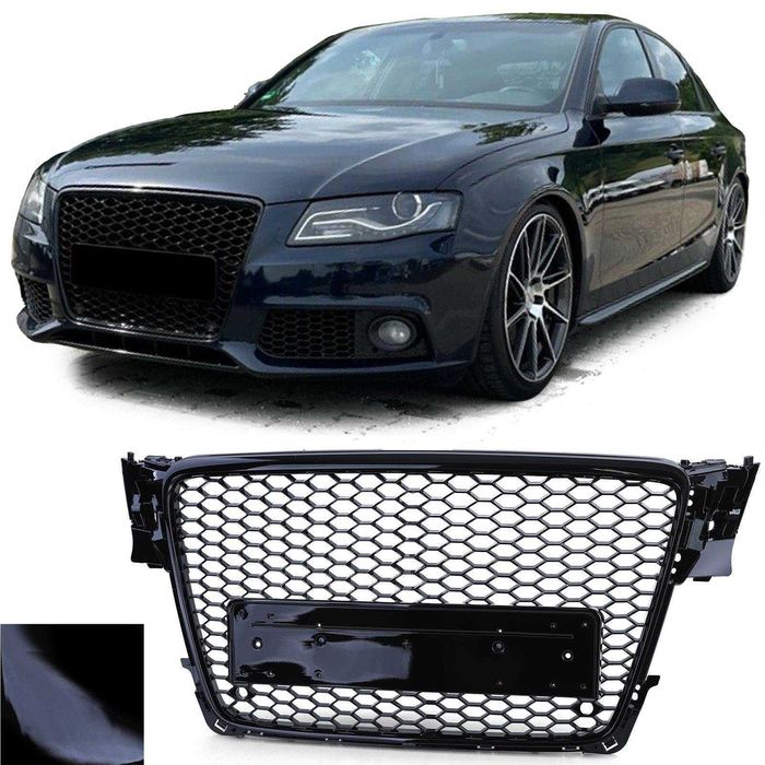 Grila fara emblema Audi A4 S4 B8 'RS Style' negru lucios (08-11) PDC NOU