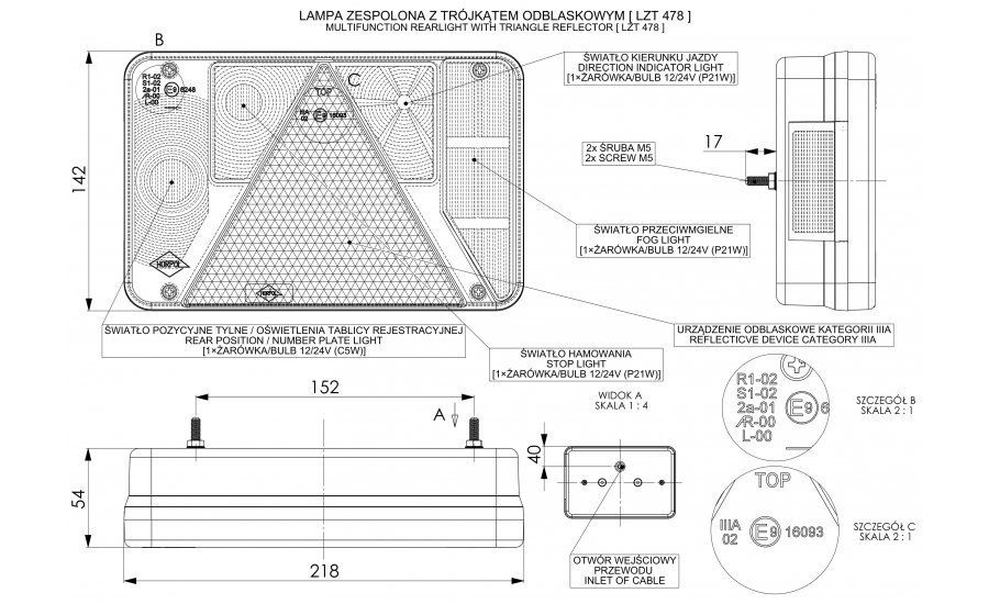 Set lampa stop si cablaj ZPR597