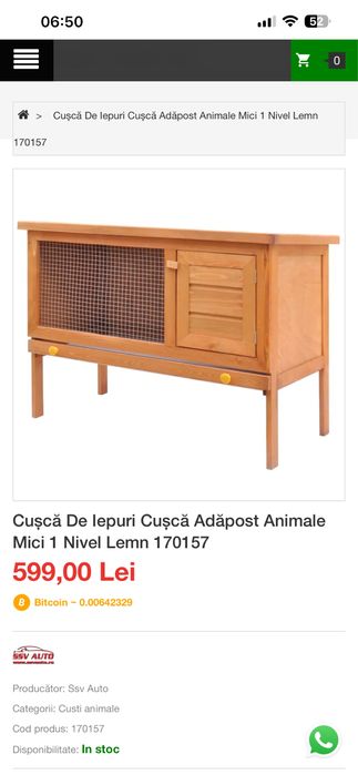 Vand cusca pentru iepuri sau animale mici