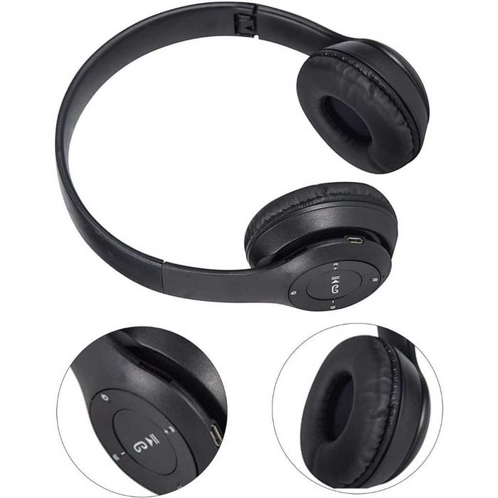 Casti wireless over-ear cu microfon MP3 player slot card SD radio FM