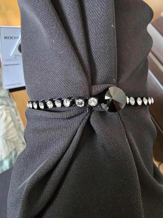 Rochie de seara neagra Yokko, cu cristale Swarovski