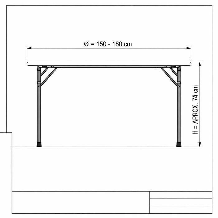 Masă rotundă pliabilă 150 / 180 cm pentru evenimente / catering 10-12 pers.