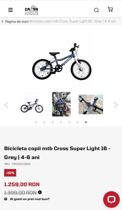 Bicicleta copii mtb Cross Super Light 16