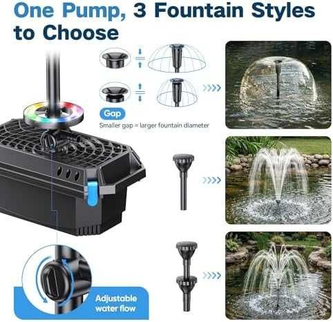 Нова Филтърна помпа за градинско езеро 4600 л/ч UV светлина 3 накрайника 5м кабел