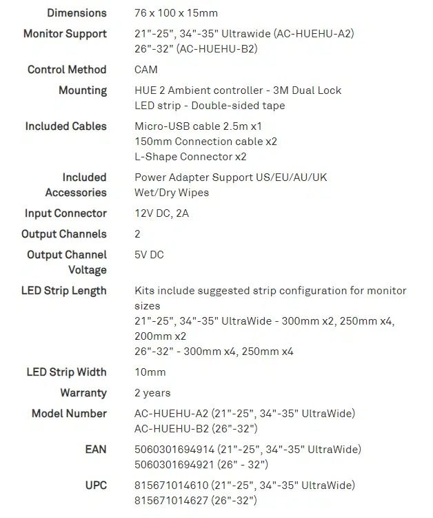 Nou NZXT HUE 2 Ambient RGB Lighting Kit V2 (21"25", 34"35" UltraWide